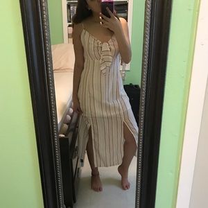 Summer vacation striped dress with cut outs
